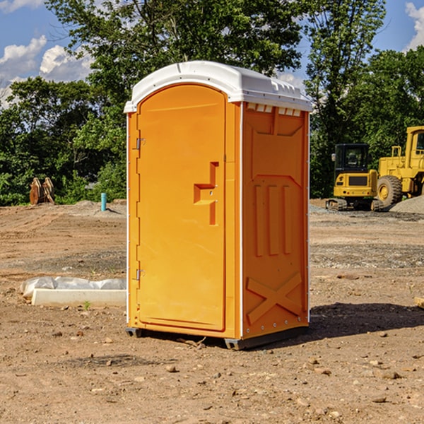 how often are the portable restrooms cleaned and serviced during a rental period in Adams OH